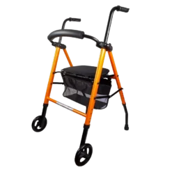 Andadera Semi-Rollator Naranja Plegable de Aluminio
