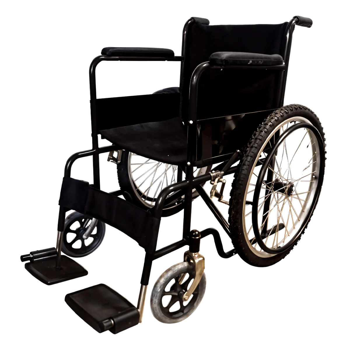 Silla de Ruedas 18" Todo Terreno Negra con Descansapiés Fijo