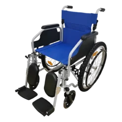SILLA DE RUEDAS 18" TODO TERRENO AZUL DESCANSA PIES ABATIBLE