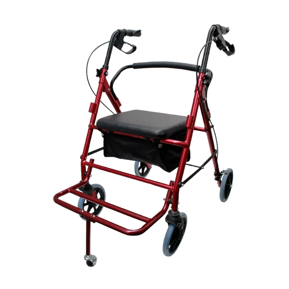 Andadera Rollator Híbrida (Silla de Traslado) en color Tinto