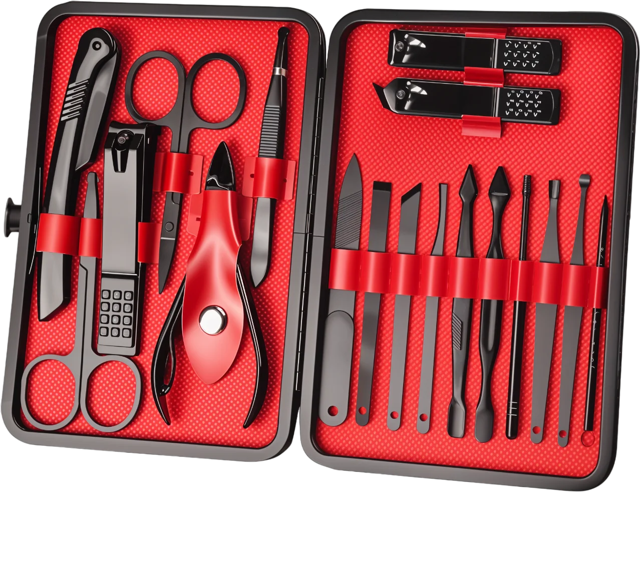 Kit de Manicura y Pedicure 18 Piezas - Colores Negro y Tornasol