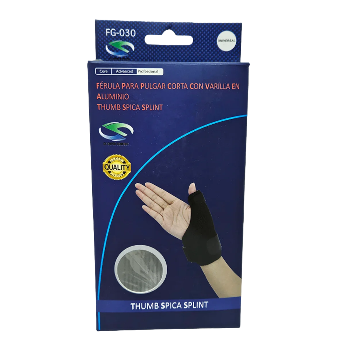 Muñequera Férula para Pulgar con Varilla de Aluminio Negra