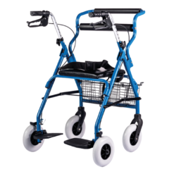 Andadera Rollator Híbrida con Descansapiés de Plástico (Silla de Traslado)