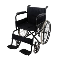 Silla de Ruedas 18" Económica Lona Negra con Descansapiés Fijo