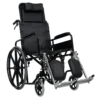 Silla de Ruedas 25" Reclinado Negra con Reposapiés Abatible