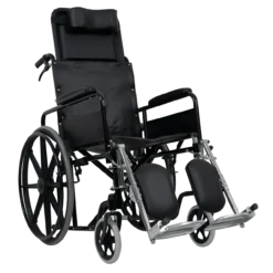 Silla de Ruedas 25" Reclinado Negra con Reposapiés Abatible
