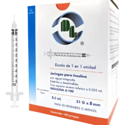 Jeringa de Insulina 0.5 ml con Aguja 31x08 Rosa - Medneu